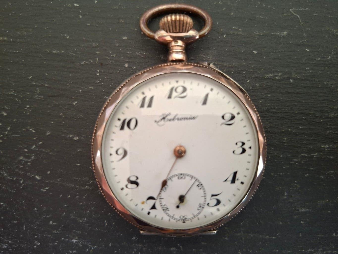 Antiek Zakhorloge HEBRONIA- Verguld - Voor 1900, Overige merken, Zakhorloge, Verguld, Ophalen of Verzenden