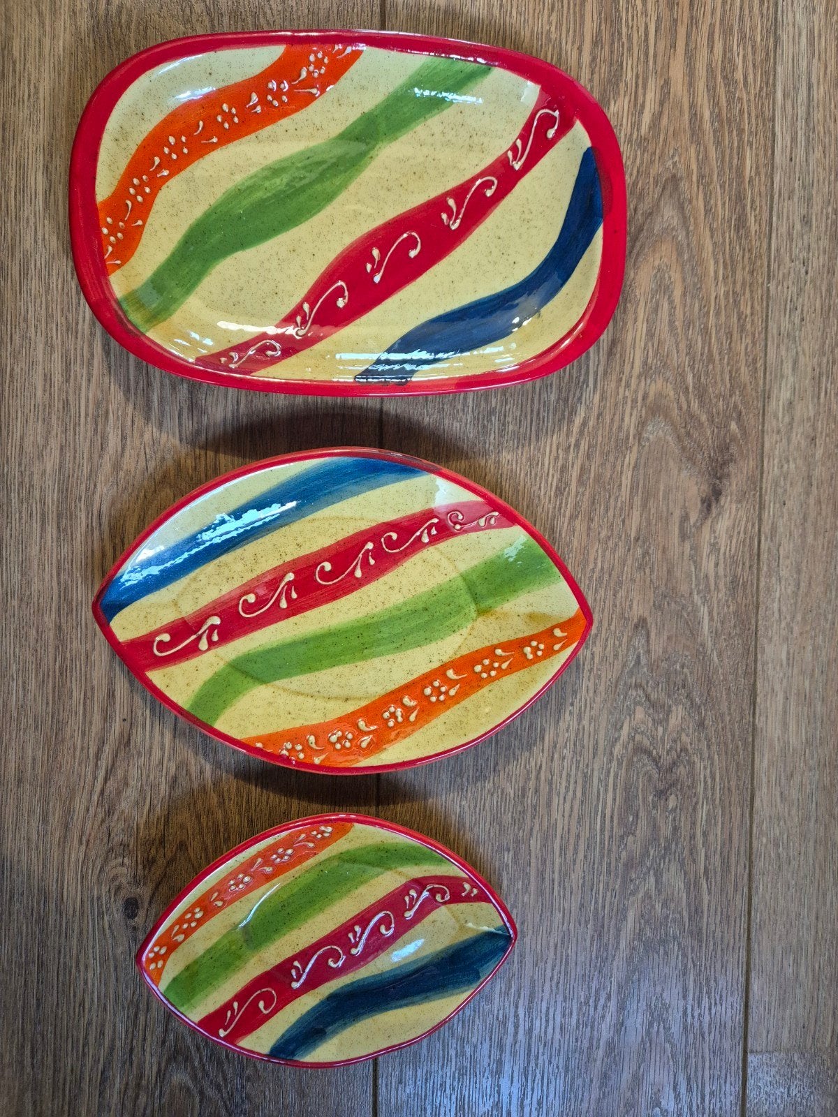 Set van 3 kleurrijke schalen, handgeschilderd, Ophalen of Verzenden