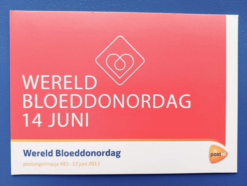Postzegelmapje 483 - Wereld Bloeddonordag, Verzenden, Na 1940, Postfris