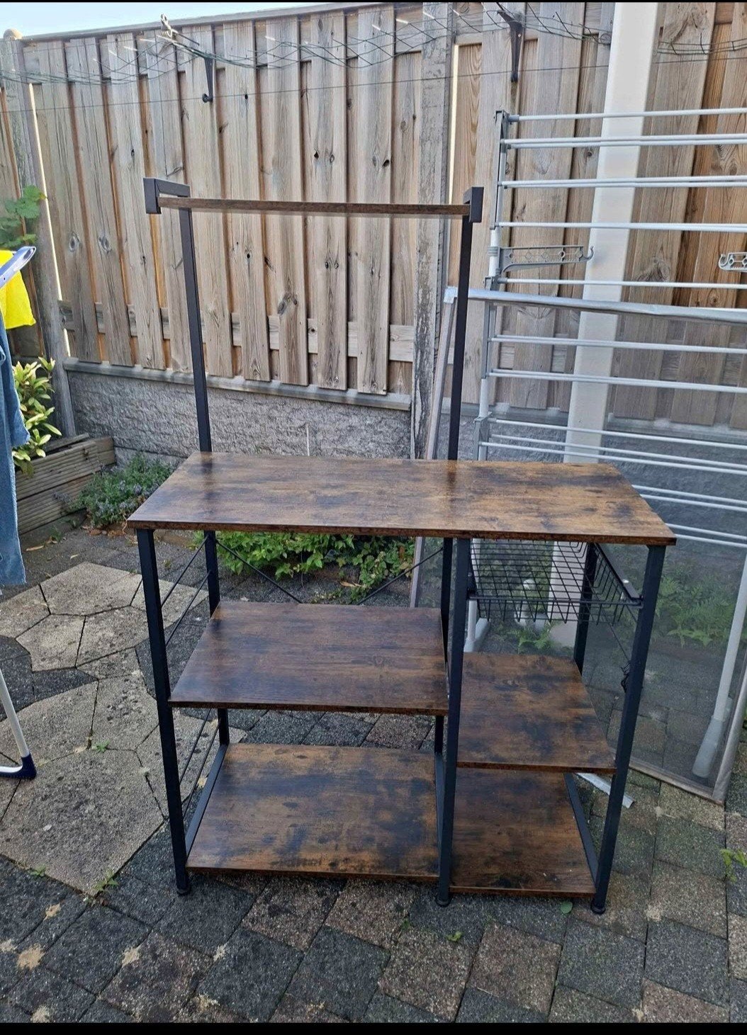Industriële Keukenrek met Planken en Mand - Hout & Metaal, Ophalen of Verzenden