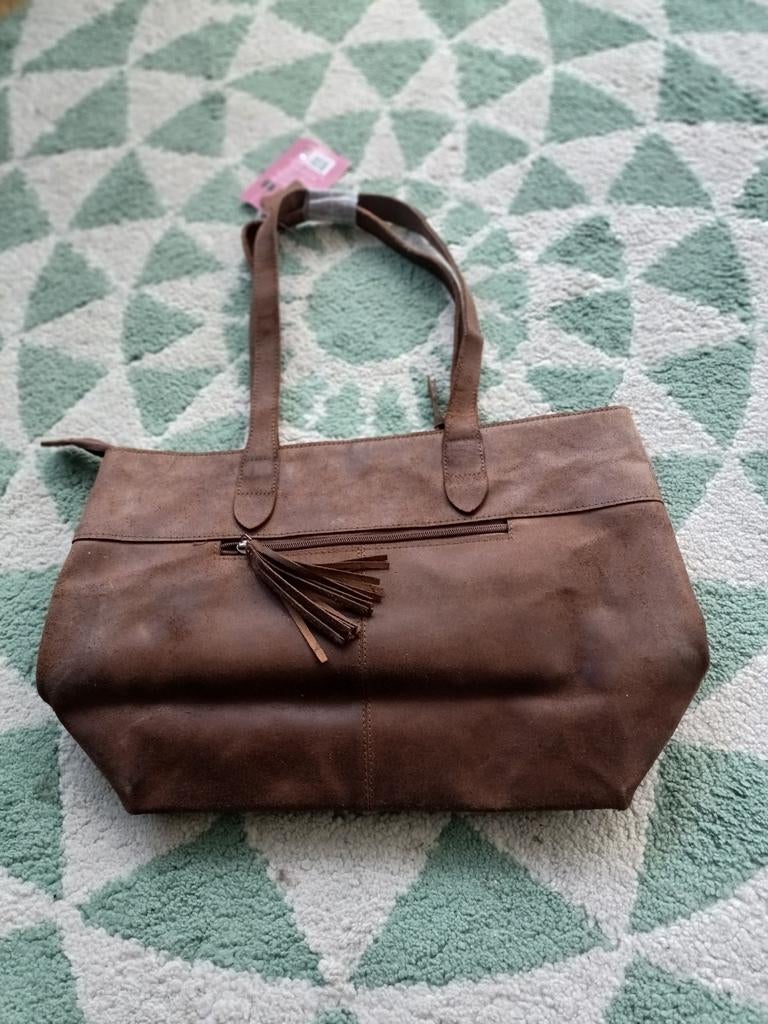 Lederen damesshopper, Ophalen of Verzenden, Nieuw, Bruin, Handtas