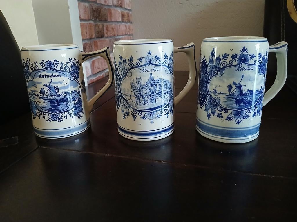 Set van 3 Delfts Blauwe Heineken Bierpullen, Ophalen of Verzenden