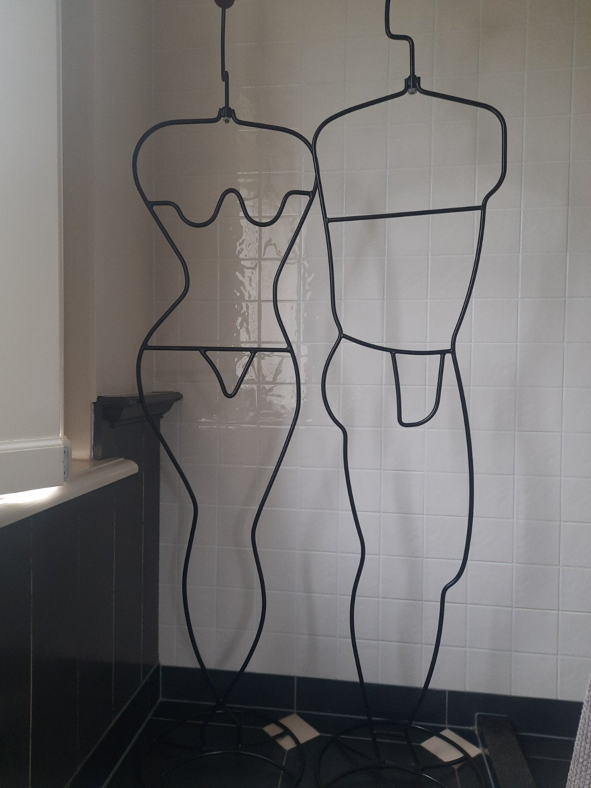 Decoratieve metalen paspoppen, man en vrouw, vintage ikea, Ophalen, Gebruikt, Zwart, Metaal