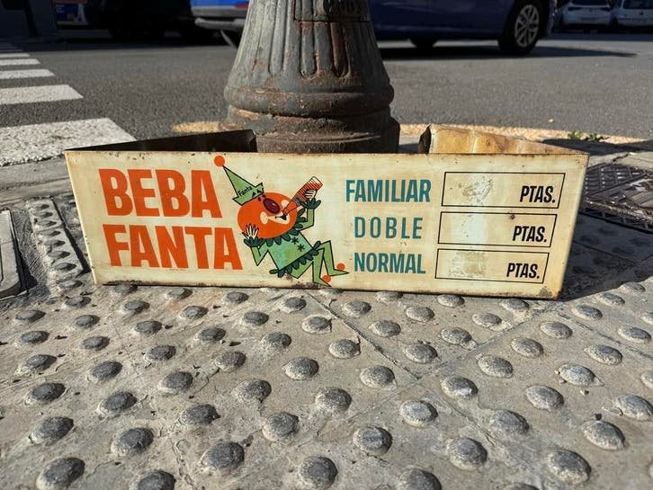 Vintage Fanta Reclamebord - 'Beba Fanta' (Spanje), Ophalen of Verzenden