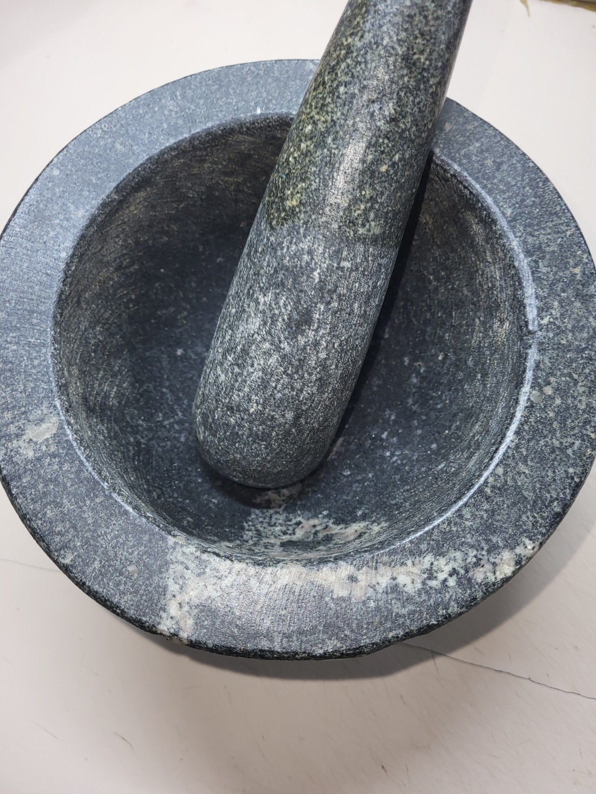 Robuuste granieten vijzel met stamper (5.179 kg), Ophalen of Verzenden, Steen/keramiek, Grijs, Overige merken
