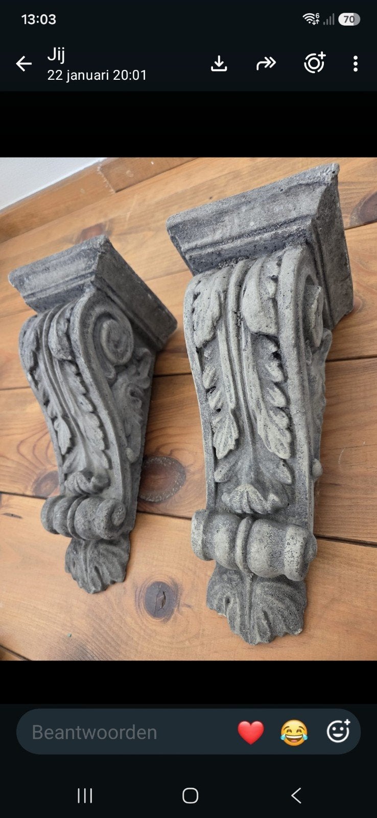 Decoratieve console/wandplank van steen, Ophalen