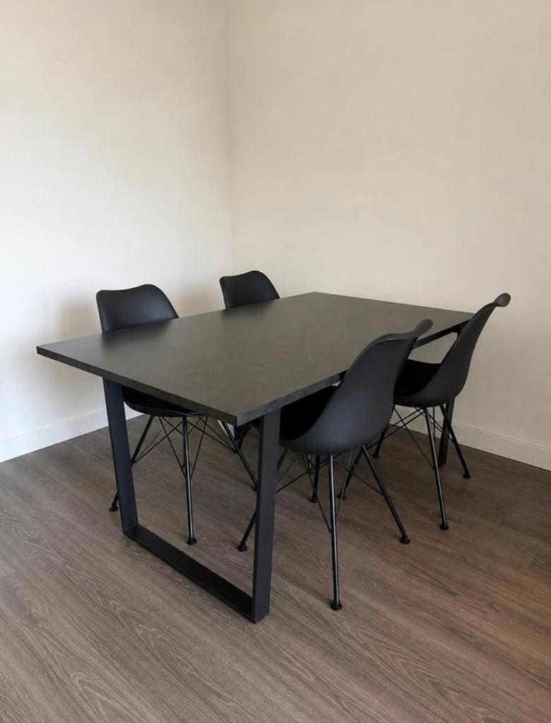 Eethoek industrieel 160x90 4 persoons, Huis en Inrichting, Tafels | Eettafels, 50 tot 100 cm, Rechthoekig, Ophalen