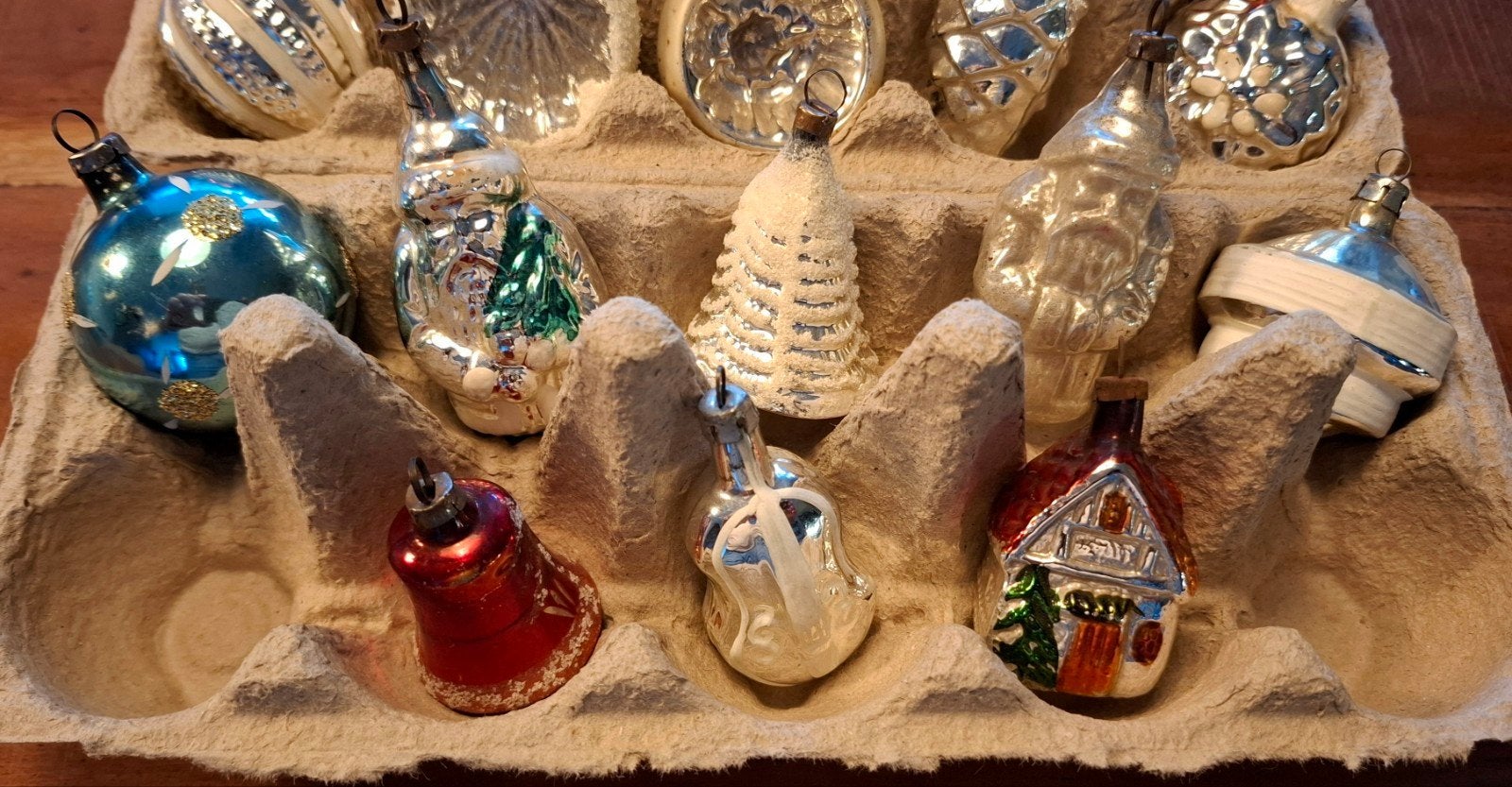 DIV OUDE GLAZEN KERSTBALLEN IN DIV KLEUREN, Ophalen of Verzenden, Gebruikt