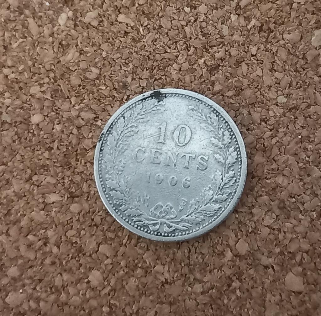 Zilveren Wilhelmina dubbeltje 1906, Postzegels en Munten, Munten | Nederland, Zilver, Ophalen of Verzenden, 10 cent, Koningin Wilhelmina