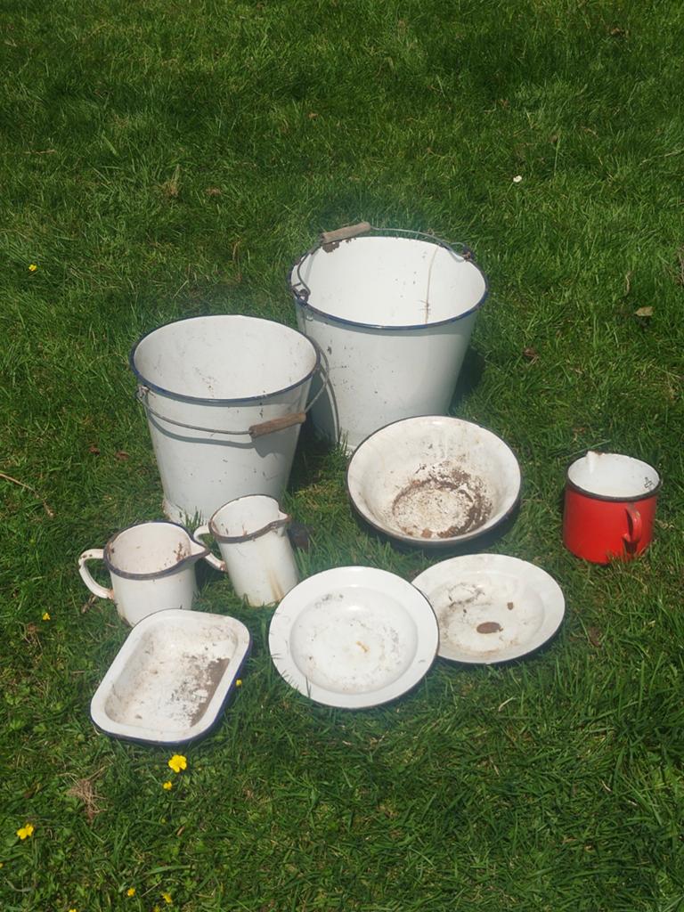 Emaille keukengerei: emmers, kannetjes, borden en bakjes, Ophalen of Verzenden, Kunststof