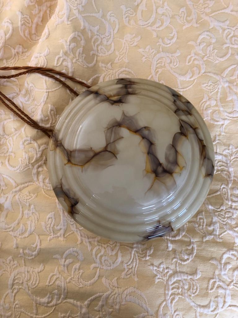 Art Deco/Jugendstil glazen plafondlamp, 32cm doorsnee, Ophalen, Gebruikt, Glas