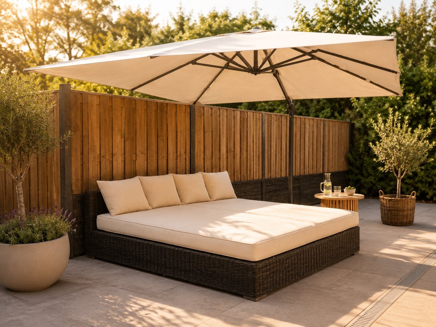 Loungebed / ligbed 220x200 - Wit, Zwart, Grijs OP VOORRAAD!, Ophalen of Verzenden, Nieuw, Rotan