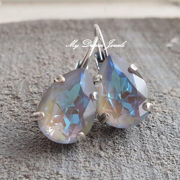 Oorbellen Belle met Swarovski Druppel Cr Serene Gray Delite, Met kristal, Overige materialen, Hangers, Verzenden