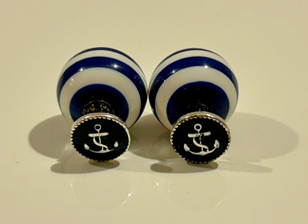 Blauw-witte navy oorbellen, Overige materialen, Blauw, Ophalen of Verzenden, Zo goed als nieuw