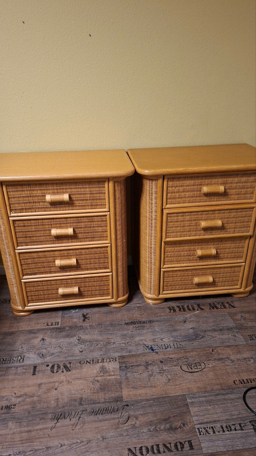 Prachtige Vintage Rotan / Bamboe Ladekast SET, Huis en Inrichting, Ophalen, 50 tot 100 cm, Zo goed als nieuw, Minder dan 100 cm
