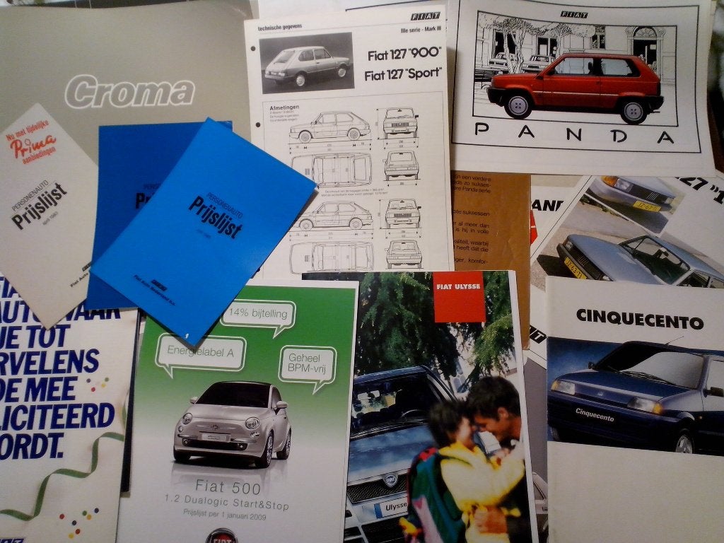 11x Fiat brochures folders 127 Panda 500 Cinquecento Croma, Ophalen of Verzenden, Zo goed als nieuw, Overige merken