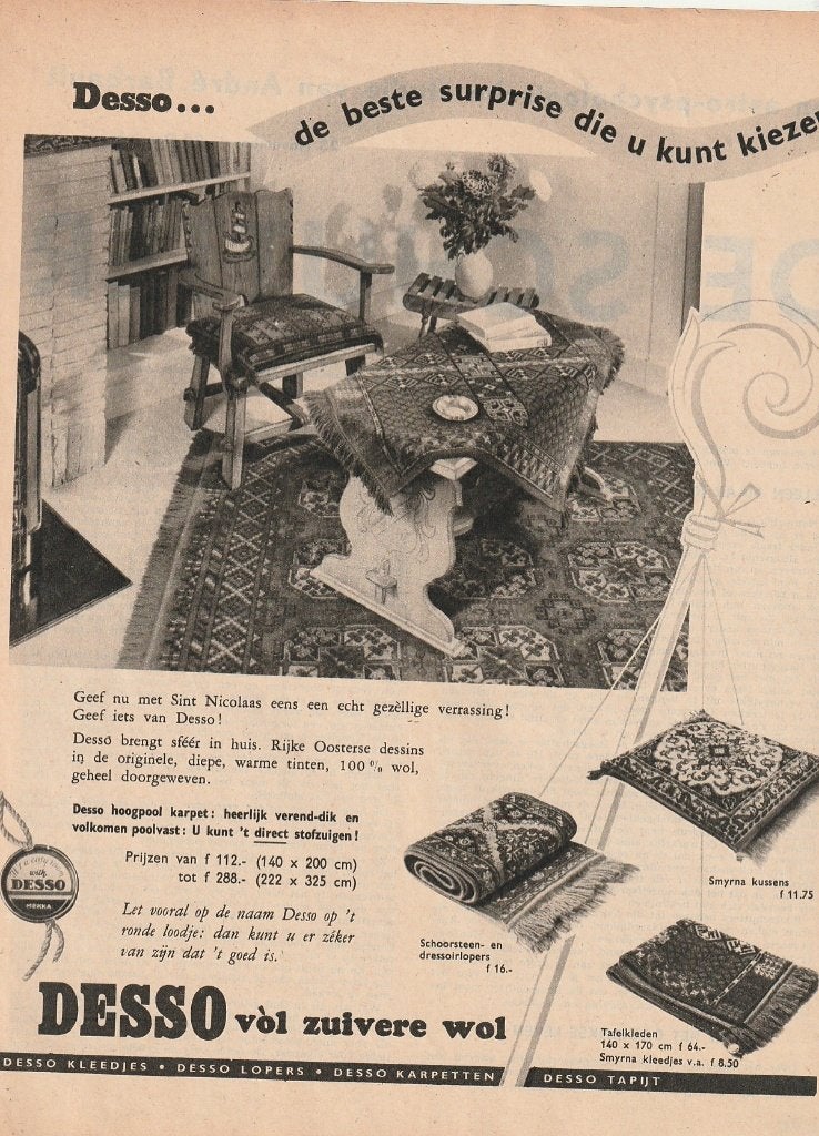 Retro reclame 1956 Desso tapijt jaren 50 interieur, Verzenden, Overige typen