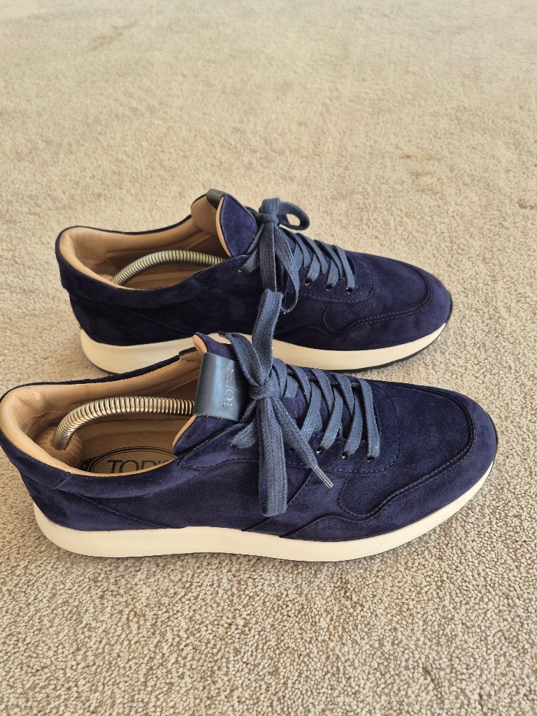Tods Red Dot Sneakers in Blue Pashmy Suede maat 41.5  ZGAN, Blauw, Ophalen of Verzenden, Tod's, Sneakers of Gympen