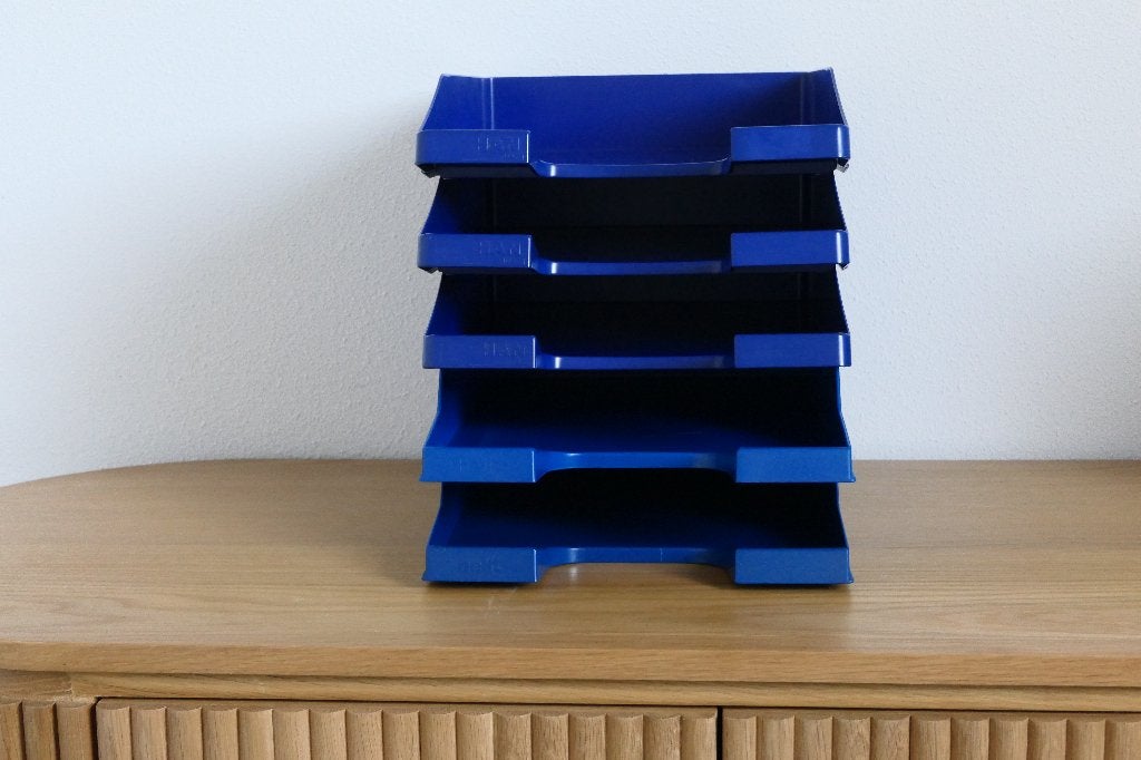 5 stuks bureau-opbergbakjes, A4, blauw, Ophalen of Verzenden, Zo goed als nieuw