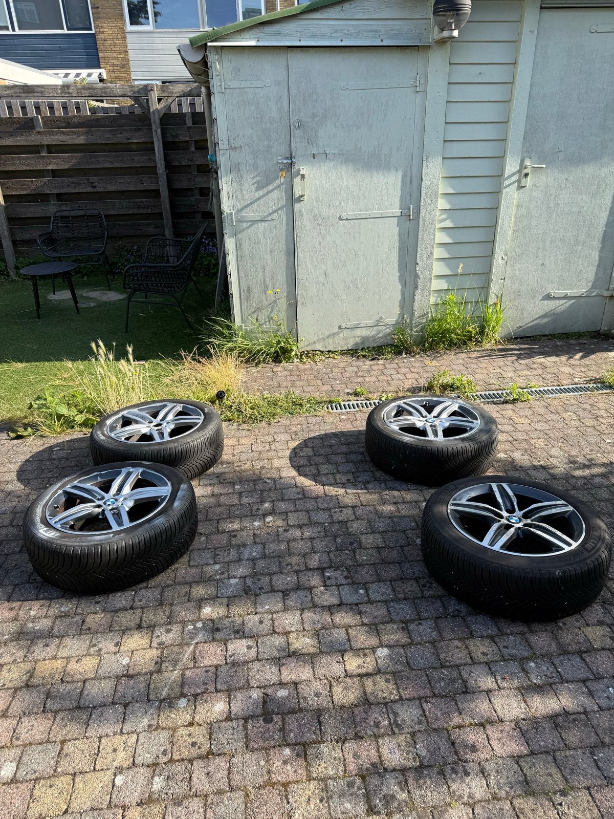 17 inch velgen met Michelin All Season banden 205/55R17, Gebruikt, Banden en Velgen, 17 inch, All Season