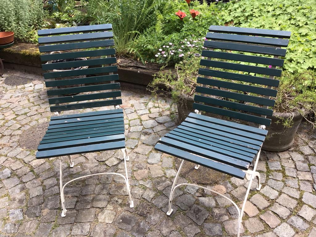 Twee Franse bistrostoeltjes, Tuin en Terras, Tuinstoelen, Ophalen, Gebruikt, Inklapbaar
