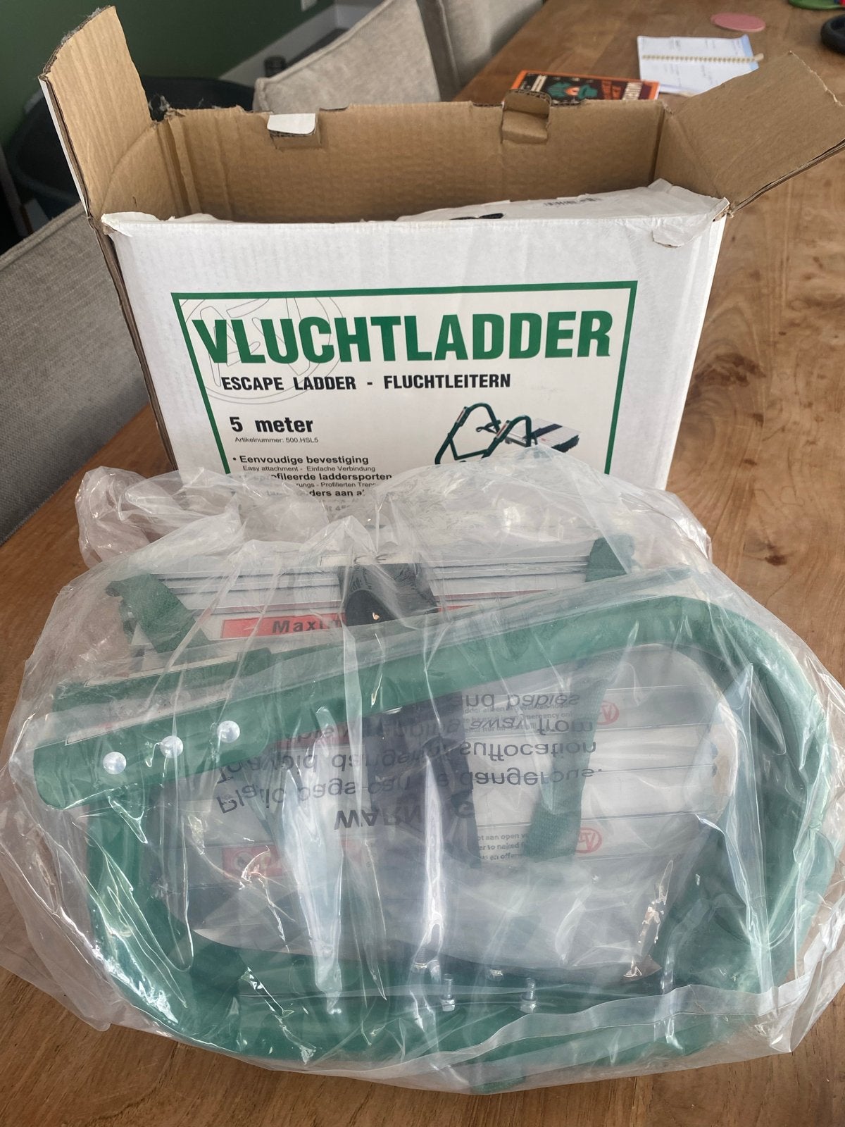Nieuwe Vluchtladder 5 Meter - Ongebruikt in Doos, Doe-het-zelf en Verbouw, Ladders en Trappen, Nieuw, Ladder, 4 meter of meer