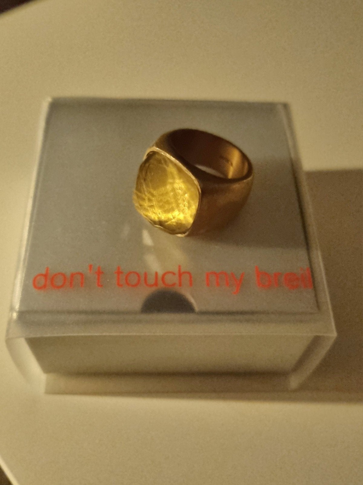 Nieuwe Breil Eden Ring - Goudkleurig Staal met Citrien, IJzer of Staal, Nieuw, Ophalen of Verzenden, 17 tot 18
