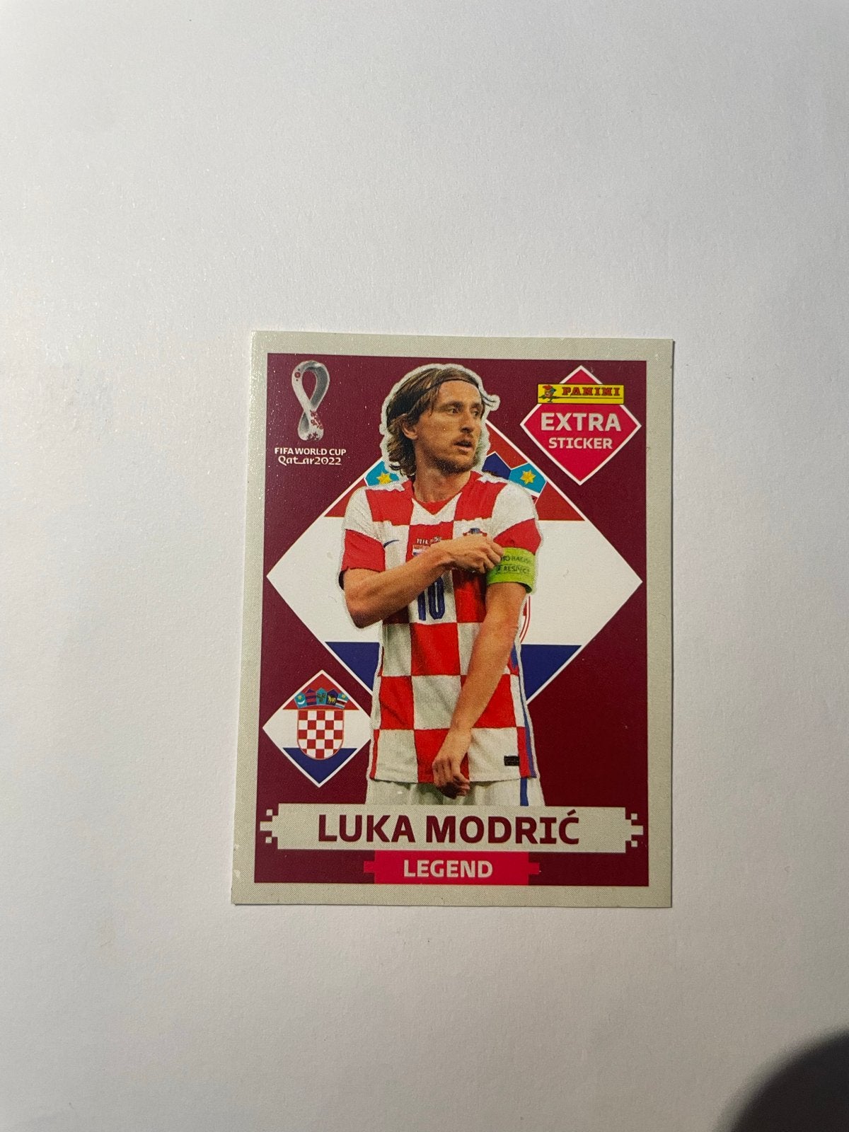 Luka Modrić Legend Extra Sticker - Panini FIFA WK Qatar 2022, Ophalen of Verzenden, Zo goed als nieuw, Sport
