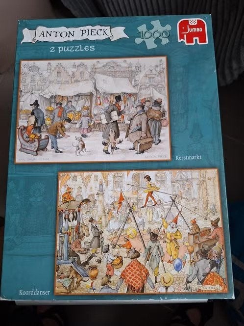 2 puzzels in 1 doos Anton Pieck h, Ophalen of Verzenden, 500 t/m 1500 stukjes, Zo goed als nieuw, Legpuzzel