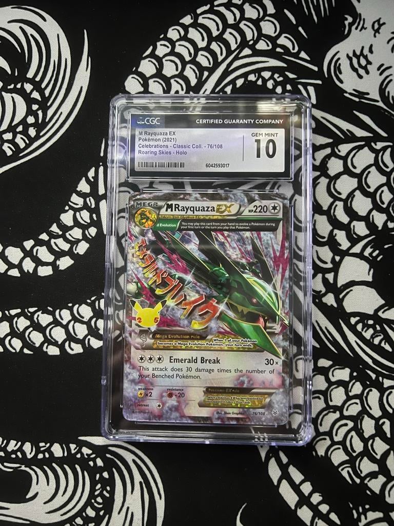 M Rayquaza EX Celebrations CGC 10 GEM MINT Pokémon Kaart, Ophalen, Nieuw, Losse kaart