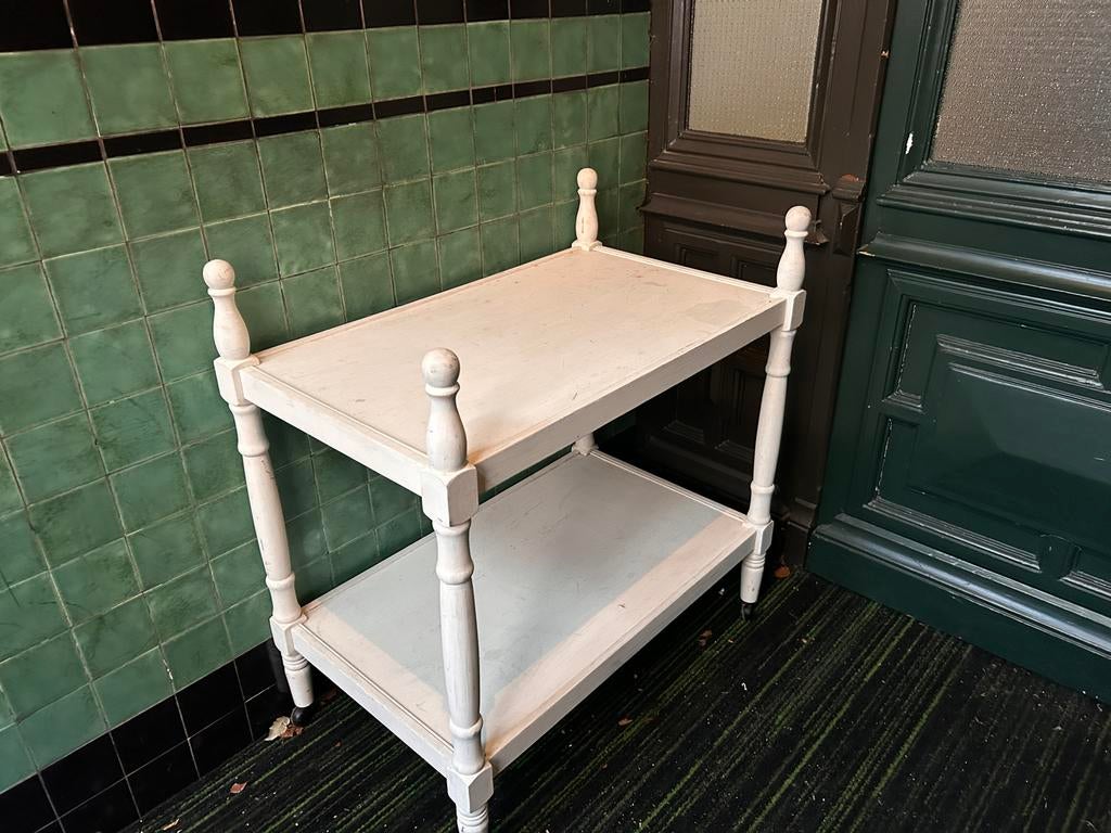 Wit houten thee karretje, Minder dan 55 cm, Gebruikt, Ophalen of Verzenden, 60 cm of meer