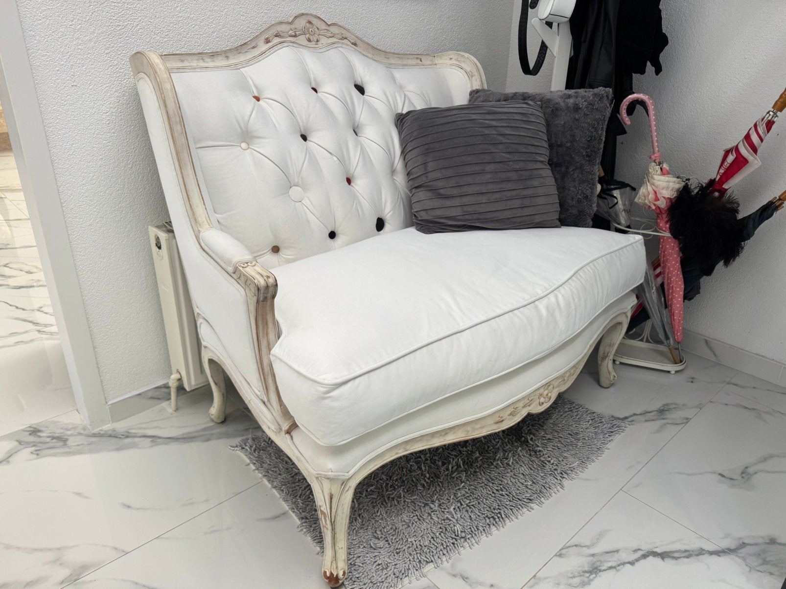 Franse fauteuil/ klassieke loveseat, Huis en Inrichting, Ophalen, Zo goed als nieuw, 75 tot 100 cm, Minder dan 150 cm