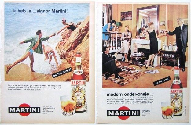 4 vintage advertenties reclames Martini 1964 on the rocks, Verzamelen, Merken en Reclamevoorwerpen, Ophalen of Verzenden, Gebruikt