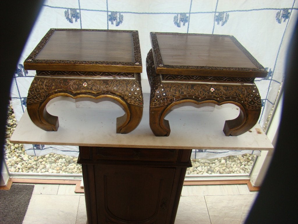 Houten bijzet tafels ( Aziatische, Ophalen of Verzenden, Houtsnijwerk, Hout