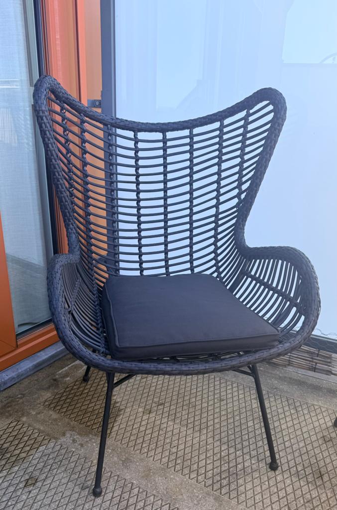 Loungestoel Bobbi karwei zwart wicker, Tuin en Terras, Ophalen, Zo goed als nieuw, Wicker