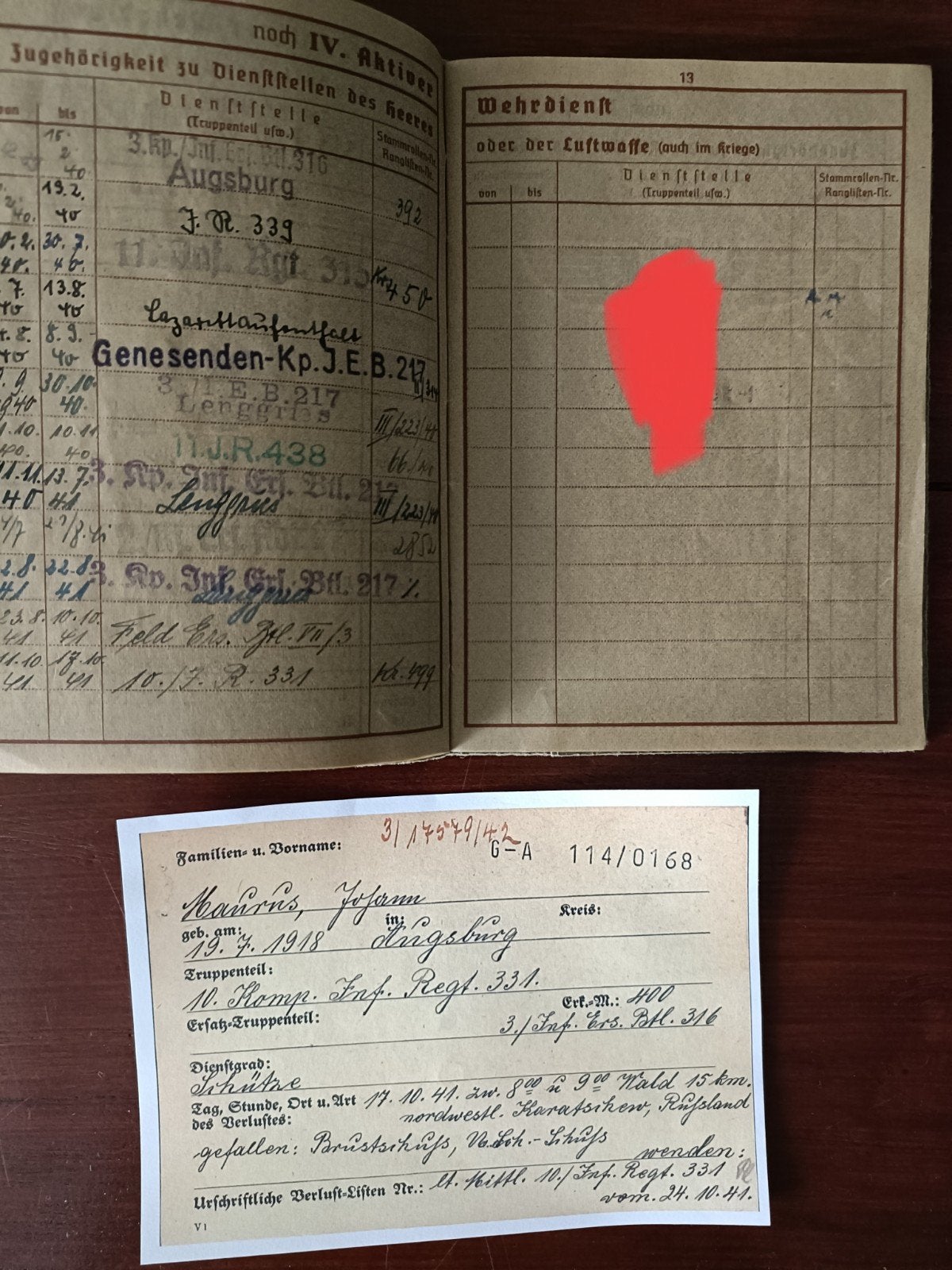 Wehrpass/kleine verzameling 167 Inf Div, Verzamelen, Ophalen of Verzenden, Landmacht, Duitsland, Overige typen