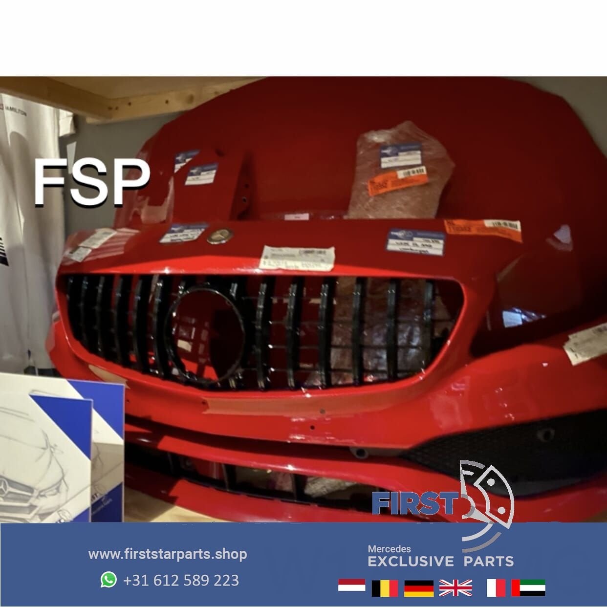W176 FACELIFT AMG VOORKOP ROOD Mercedes A Klasse 2015-2018 F, Gebruikt, -, Voor, Ophalen of Verzenden
