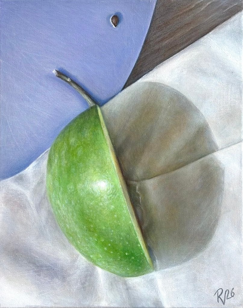 Appel, Acrylverf, Stilleven, Ophalen of Verzenden, Overige materialen