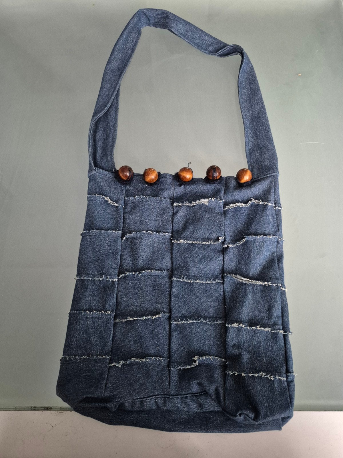 Handgemaakte denim schoudertas, Ophalen of Verzenden, Nieuw, Blauw