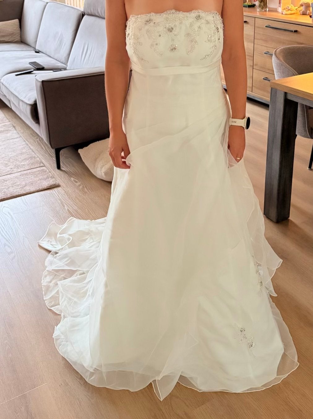Strapless trouwjurk - 42/44 - Mary Borsato, Ophalen, Zo goed als nieuw, Wit, Trouwjurk