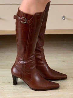 Dameslaarzen lange leren laarzen van Cellini maat 40 bruin, Kleding | Dames, Schoenen, Hoge laarzen, Bruin, Cellini, Ophalen of Verzenden