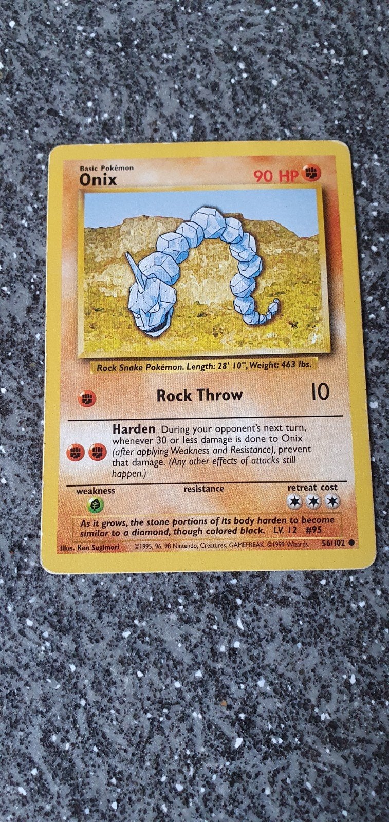 Pokémon Onix 90 HP Basic Card - WOTC 56/102, Ophalen of Verzenden, Gebruikt, Losse kaart