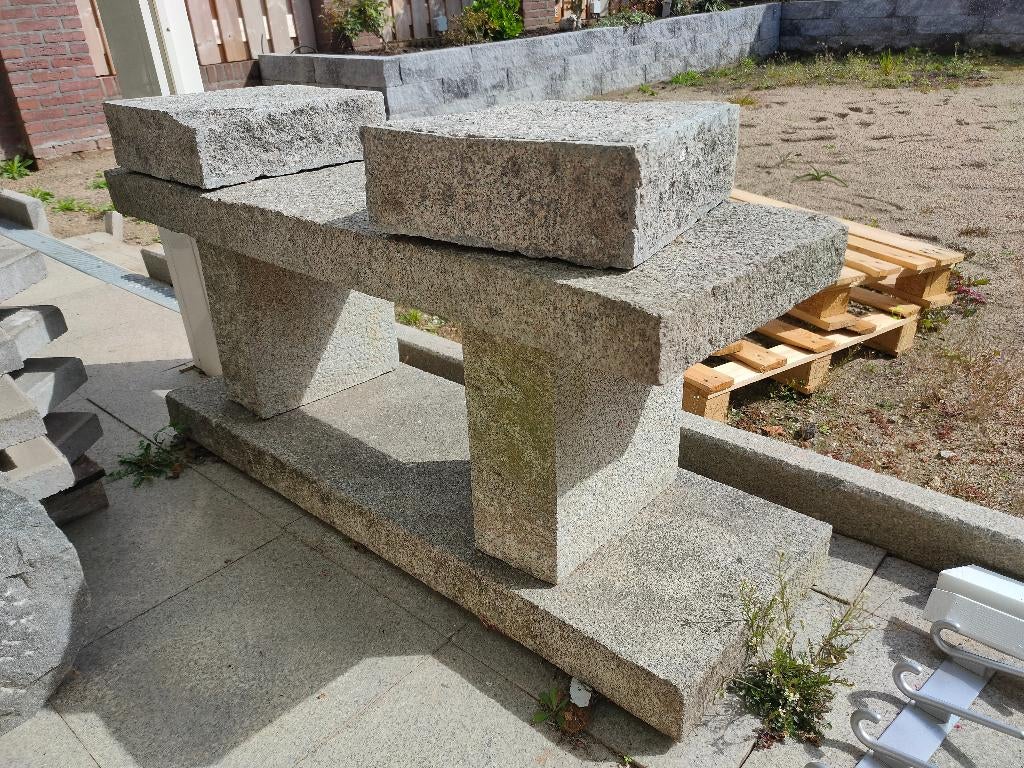 Granieten tuinbanken, Tuin en Terras, Tuinbanken, Ophalen, Zo goed als nieuw, Overige materialen
