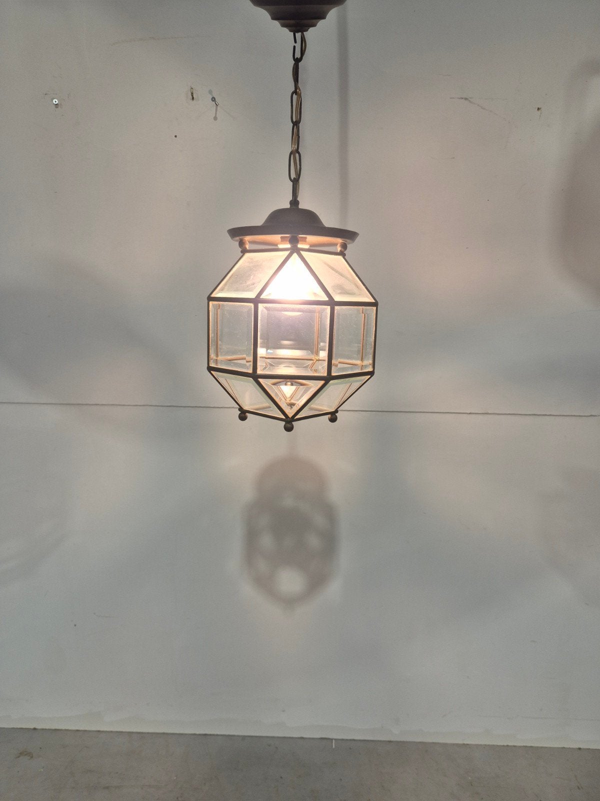 Art deco amsterdamse school lantaarn hanglamp, Onbekend, Ophalen of Verzenden, Glas, Onbekend