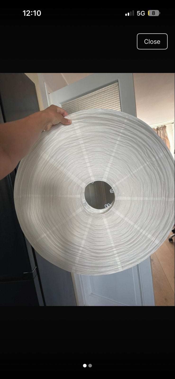 Japanse plafondlamp - Washi papier, Ophalen of Verzenden, Zo goed als nieuw, Natuurlijk materiaal, E27 (groot)