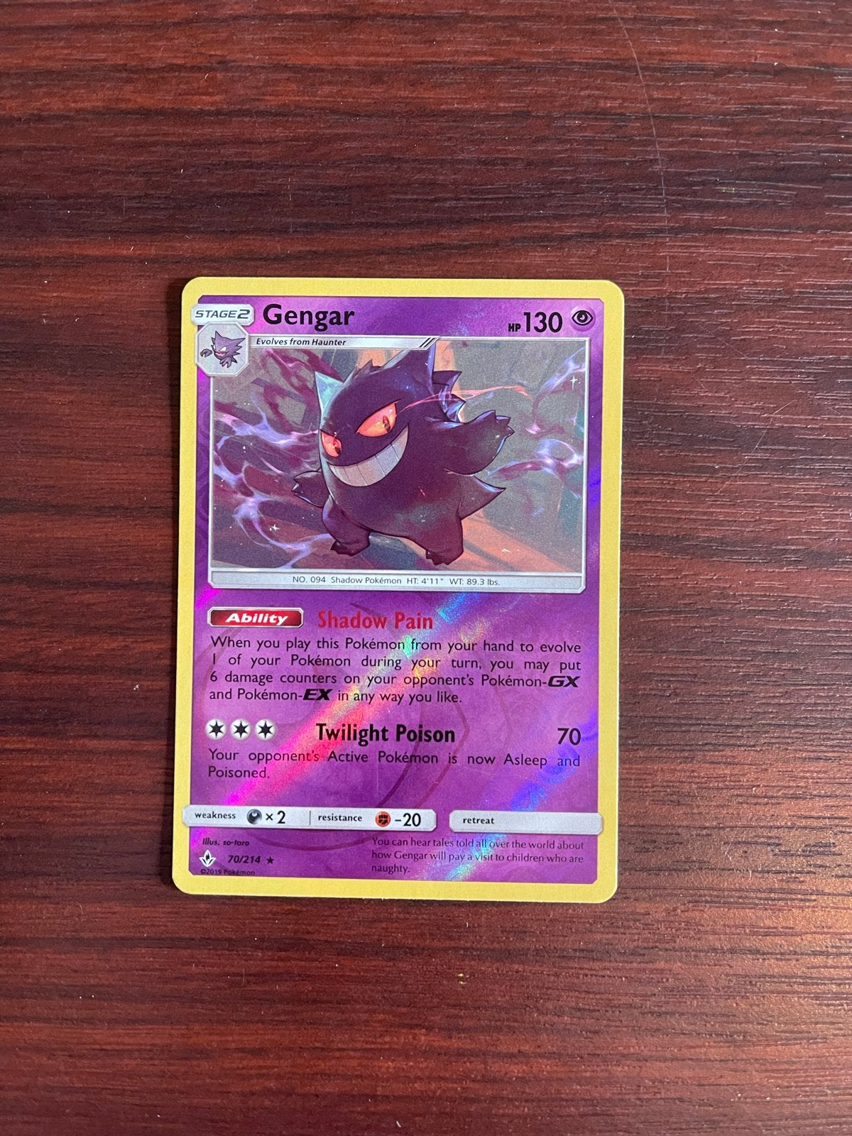 Pokemon Gengar 70/214 Holo Reverse Holo, Ophalen of Verzenden, Zo goed als nieuw, Losse kaart, Foil