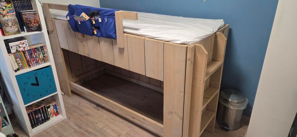 MOET WEG! Stoere hoogslaper van steigerhout, Ophalen, Gebruikt, Hoogslaper
