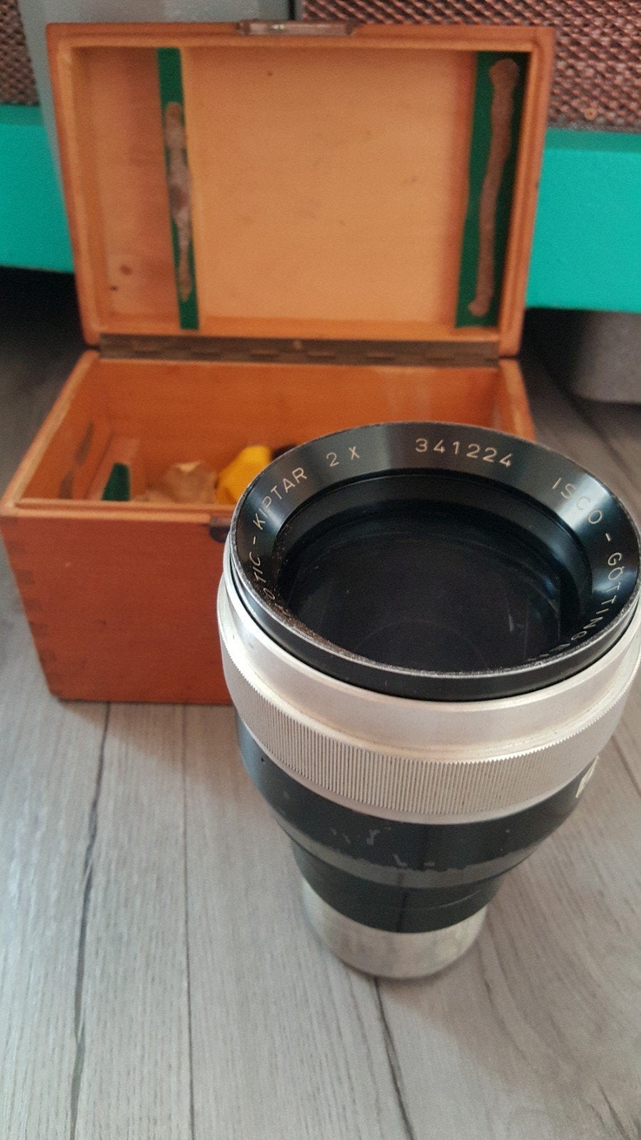 Isco lens in orginele houten kist, Ophalen of Verzenden, Lens of Lenzen