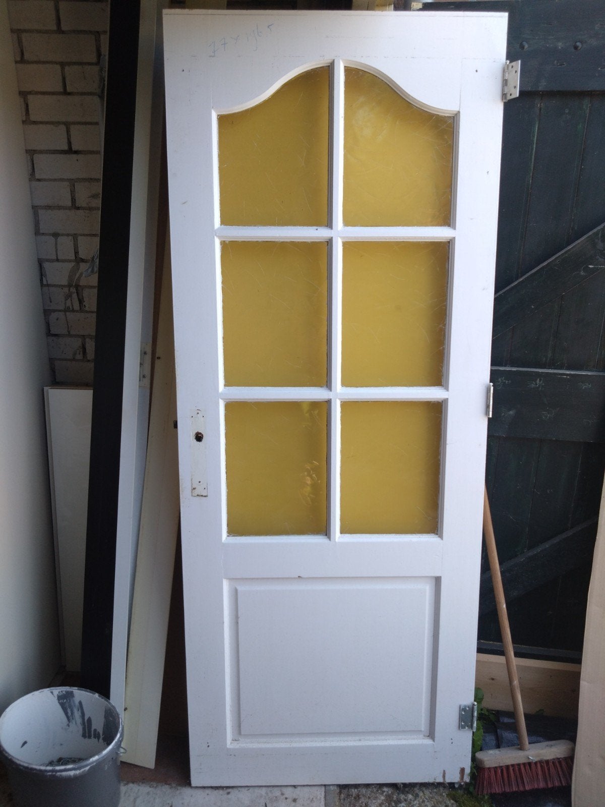 Witte binnendeur met glas, 77x196.5 cm, Ophalen, Gebruikt, Minder dan 80 cm, Binnendeur
