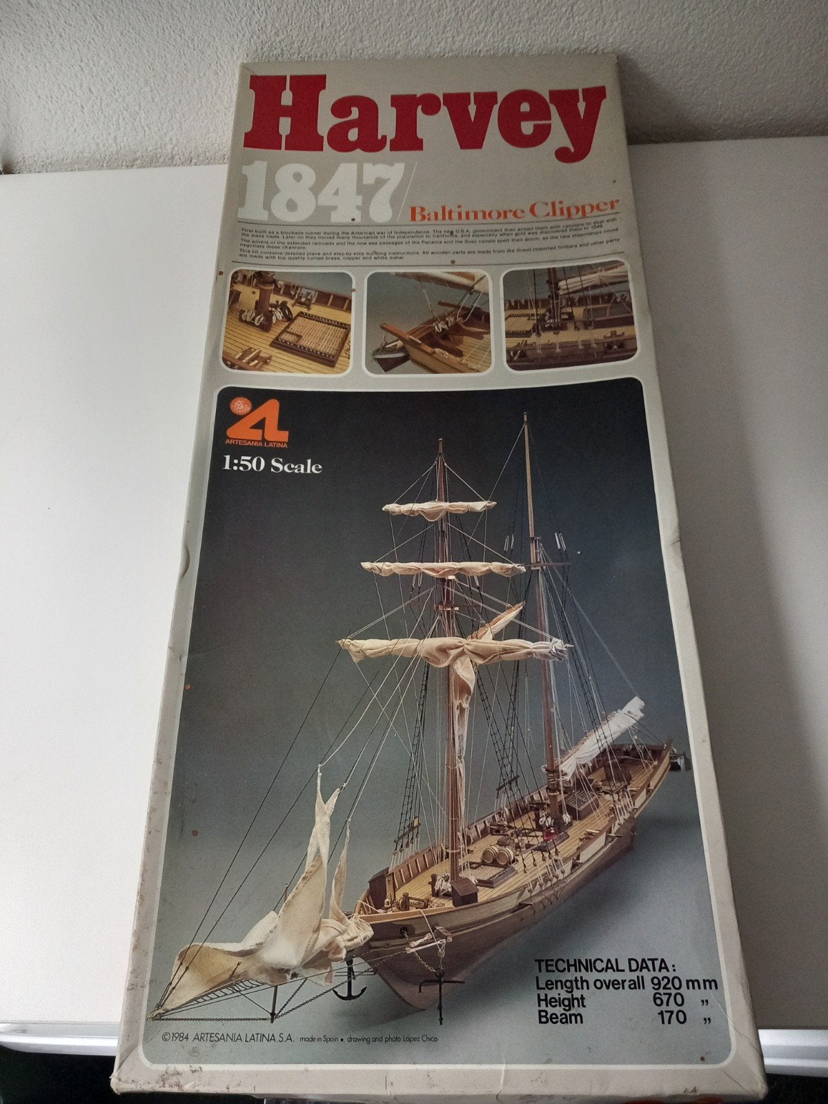 Vintage Artesania Latina modelschip Harvey 1:50, Hobby en Vrije tijd, Modelbouw | Boten en Schepen, Ophalen of Verzenden, Nieuw